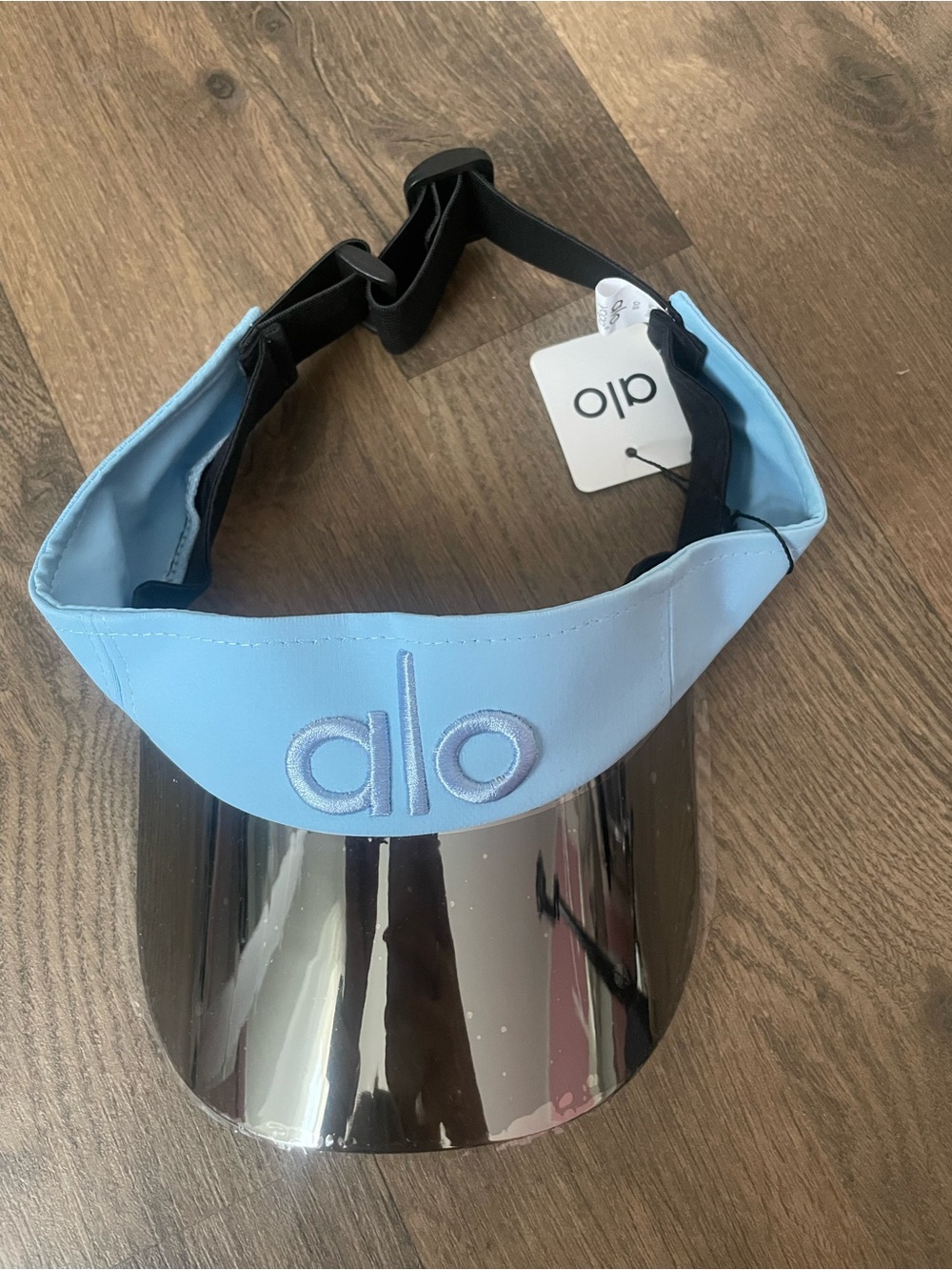 ALO Yoga Sky Blue Visor with Mirrored Silver Brim